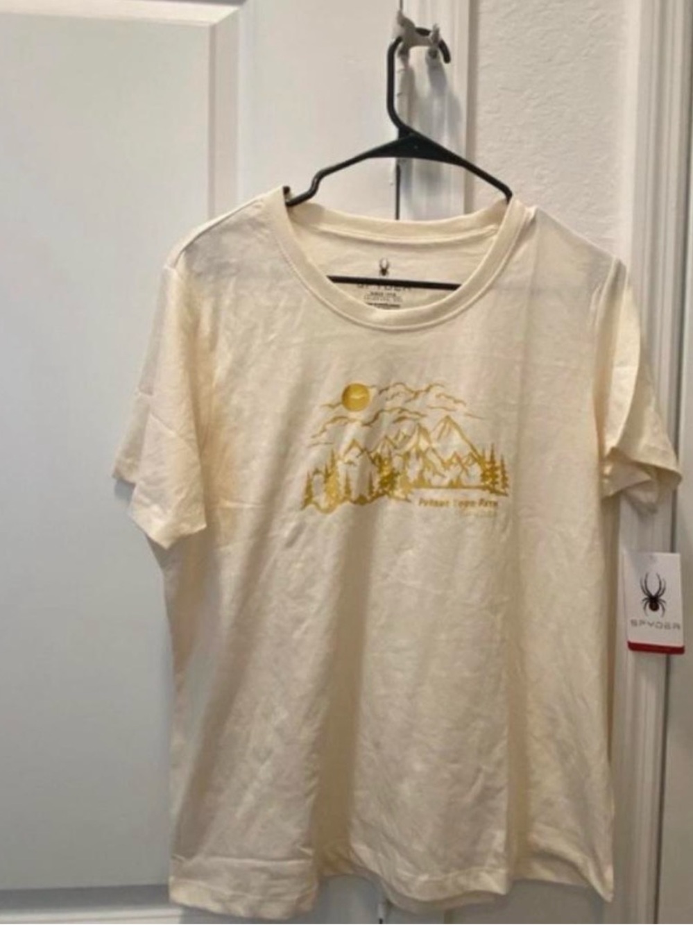 Spyder Cream Short-Sleeve Tee with Yellow Mountain Graphic